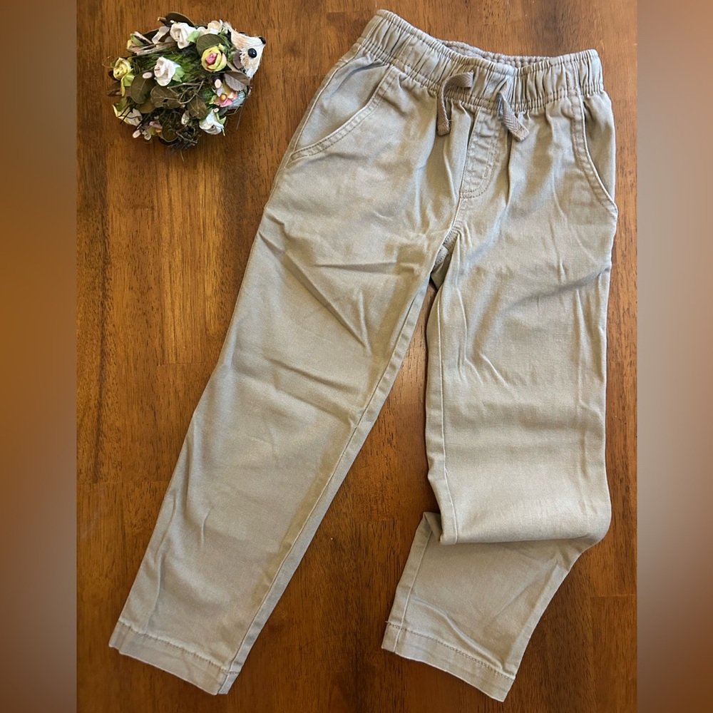 Khaki Pull-On Pants | Boys XS (4/5) | Tan Twill | Wonder Nation